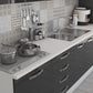 Bucatarie Alfa 260, Cu vitrina, Gri lucios, Blat termic