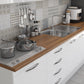 Bucatarie Alfa 260,alb-lucios cu vitrina, blat termic