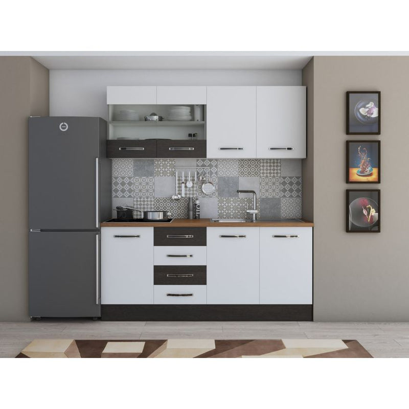 Bucatarie Alfa, 180cm, cu vitrina si blat termic-18