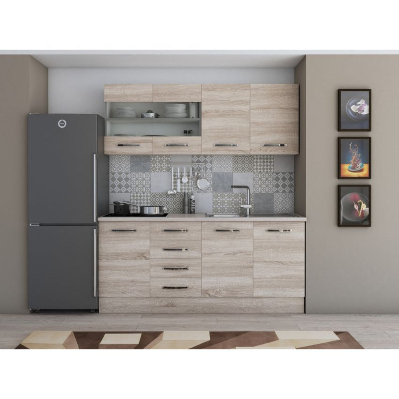 Bucatarie Alfa, 180cm, cu vitrina si blat termic-21
