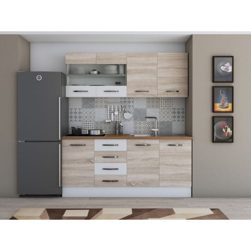Bucatarie Alfa, 180cm, cu vitrina si blat termic-22