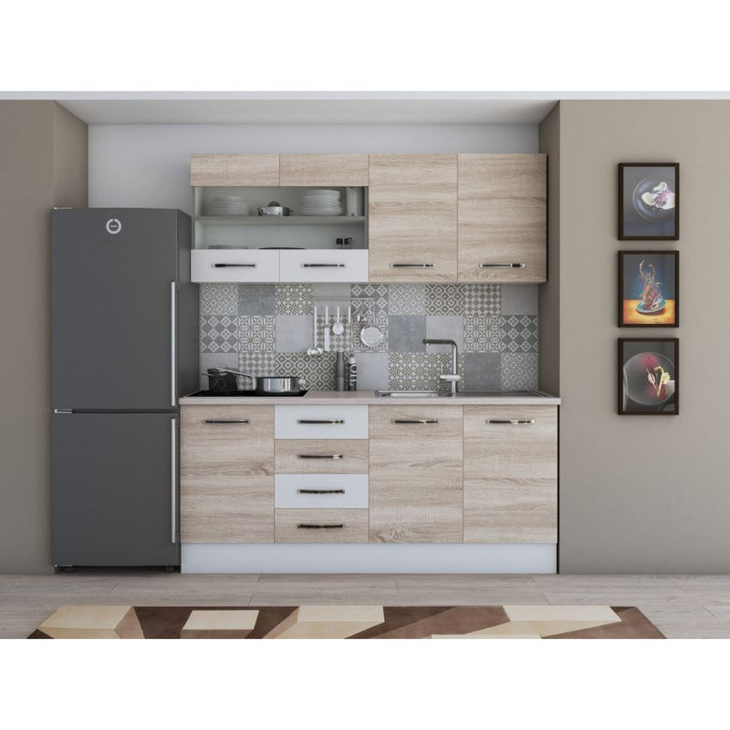 Bucatarie Alfa, 180cm, cu vitrina si blat termic-23