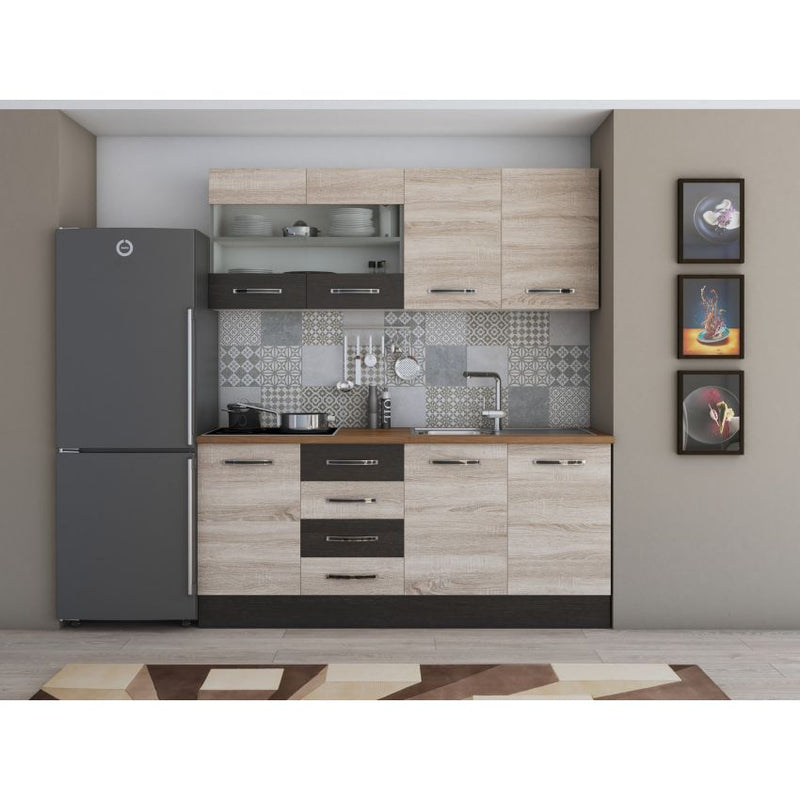 Bucatarie Alfa, 180cm, cu vitrina si blat termic-24