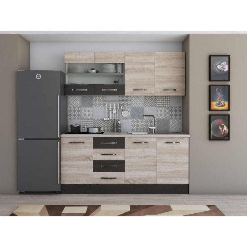 Bucatarie Alfa, 180cm, cu vitrina si blat termic-25