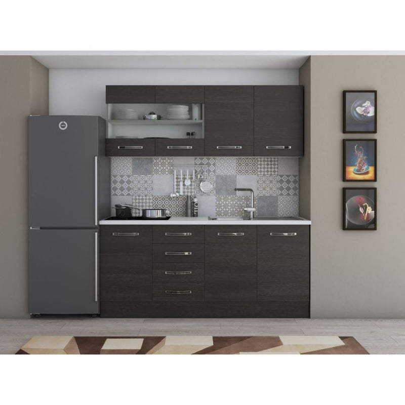 Bucatarie Alfa, 180cm, cu vitrina si blat termic-11
