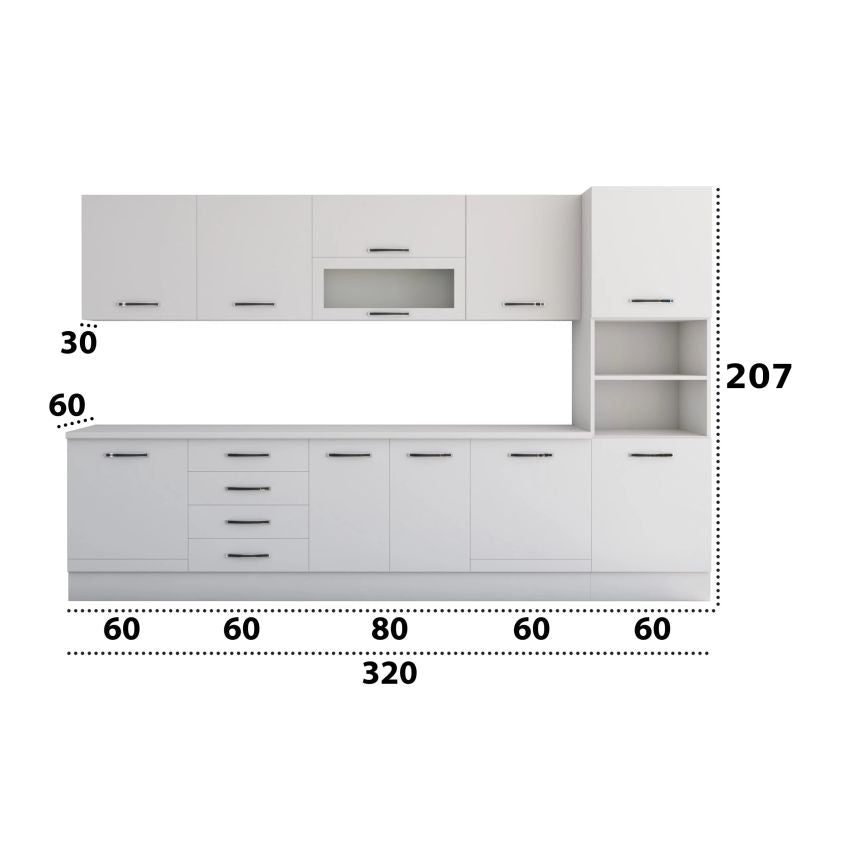 Bucatarie Alfa 320, blat termic, corpuri