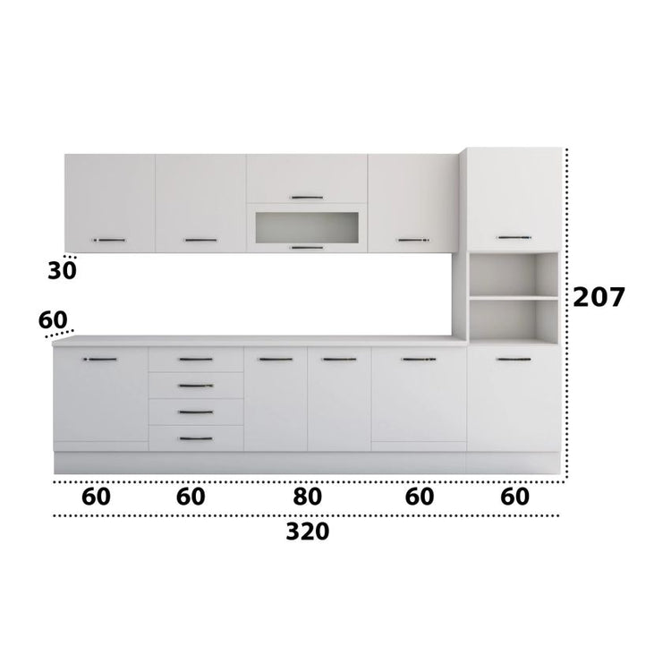 Bucatarie Alfa 320, blat termic, corpuri