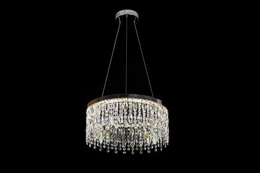 Candelabru LED cu Telecomanda, 76W, ROYALE Nobile, Diametru 40 cm, Inaltime 120 cm, Lumina Rece/Neutra/Calda, Dimabila, Argintiu, Cristal, Otel