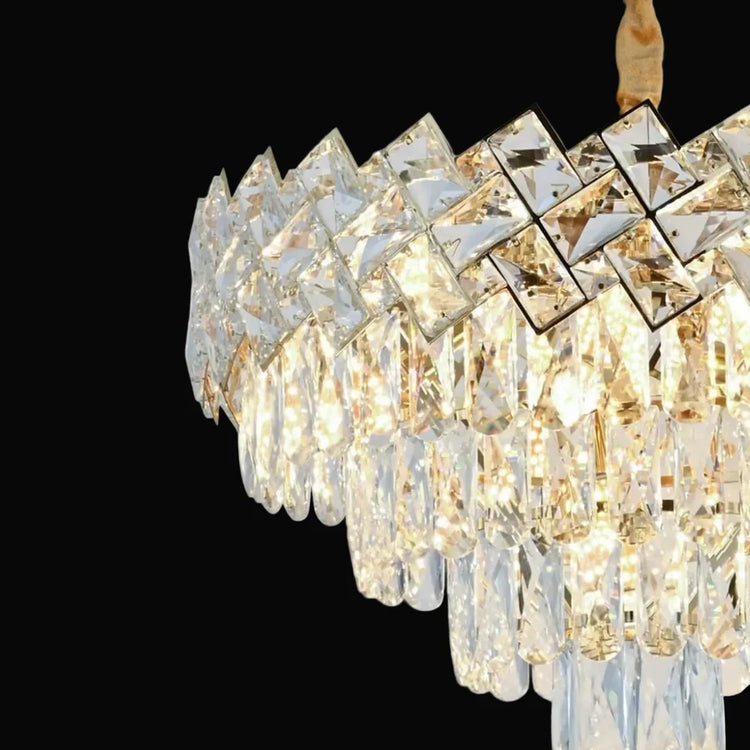 Candelabru Cristal WINDSOR Nobile 5xE14, Diametru 39cm, Auriu Lucios, Inaltime Reglabila