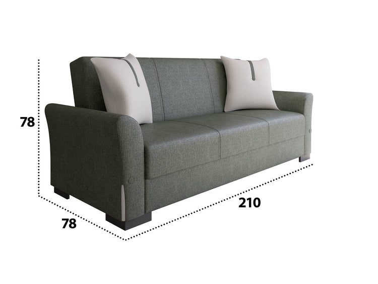 Canapea extensibila cu 3 locuri Mina, Verde/Crem