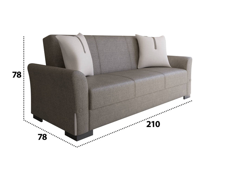 Canapea extensibila cu 3 locuri Mina, Maro/Crem
