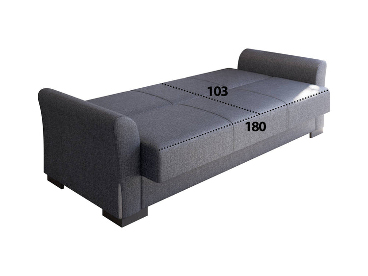Canapea extensibila cu 3 locuri Mina, Gri/Alb