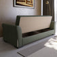 Canapea extensibila cu 3 locuri Mina, Verde/Crem