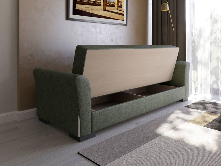 Canapea extensibila cu 3 locuri Mina, Verde/Crem