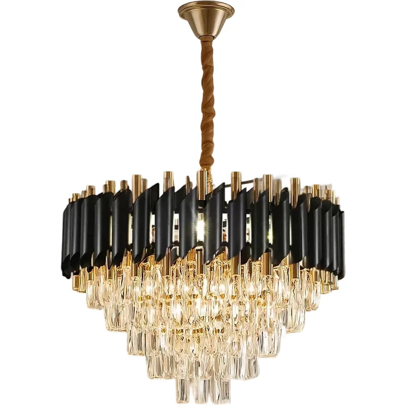 Candelabru Cristal VERSAILLES Eleganza 8x E14, Diametru 50cm, Negru, Auriu Lucios, Inaltime Reglabila-4