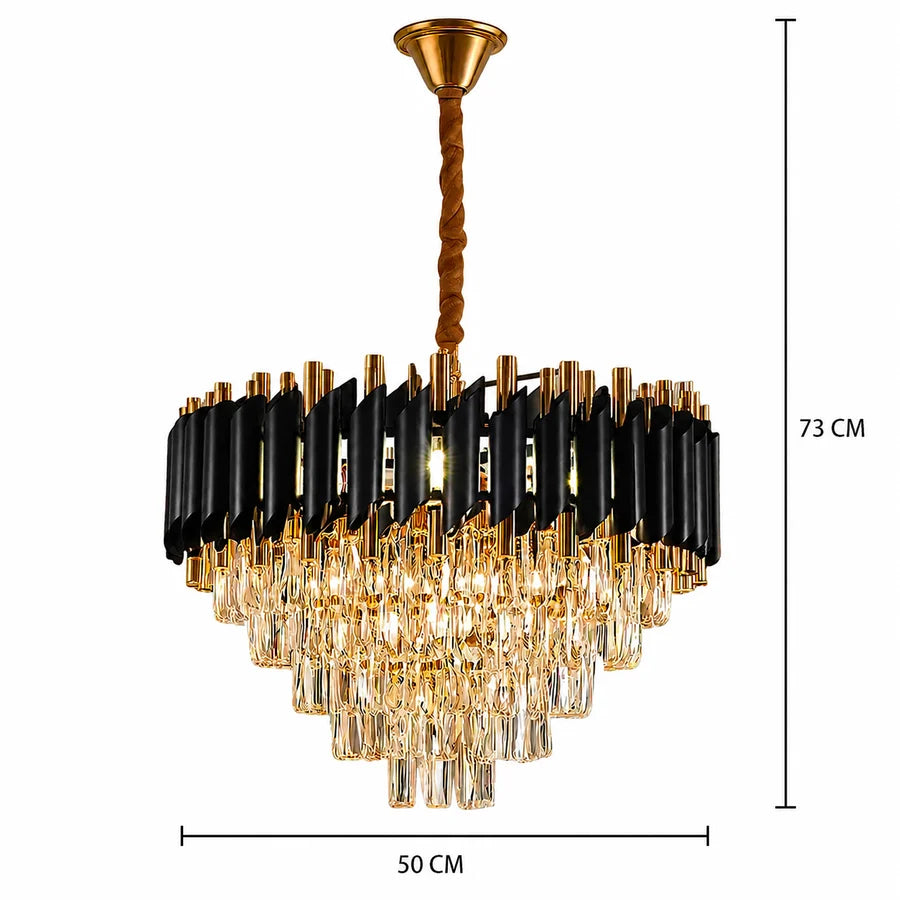 Candelabru Cristal VERSAILLES Eleganza 8x E14, Diametru 50cm, Negru, Auriu Lucios, Inaltime Reglabila-5