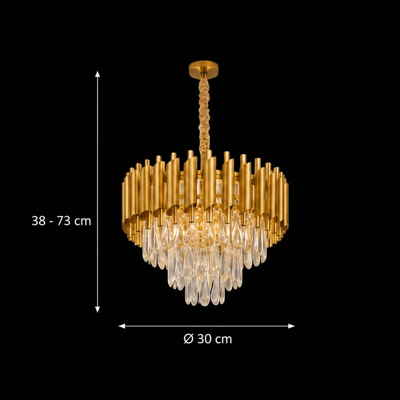 Candelabru Cristal VERSAILLES Nobile 5xE14, Diametru 40cm, Auriu, Inaltime Reglabila-6