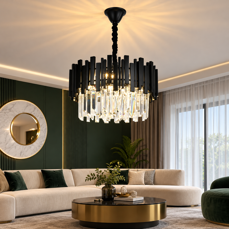 Candelabru Cristal BLOIS Nobile 5xE27, Diametru 40cm, Negru, Inaltime Reglabila-1