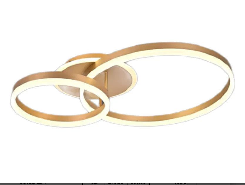 Lustra LED cu telecomanda ELISABETH 72W, 2 Cercuri, lumina Rece/Calda/Neutra, Dimabila, Auriu Lucios