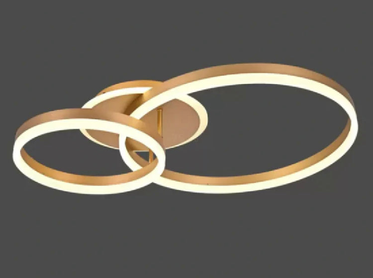 Lustra LED cu telecomanda ELISABETH 72W, 2 Cercuri, lumina Rece/Calda/Neutra, Dimabila, Auriu Lucios