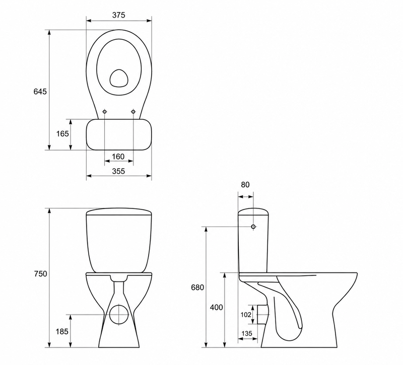 Set WC Cersanit Compact President P010, Scurgere Laterala-3