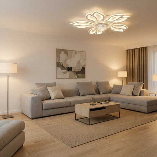 Lustra LED Ventilator ANEMO cu Telecomanda, 30W, D61cm, Lumina Rece/Neutra/Calda, Metal si Plastic, Alb