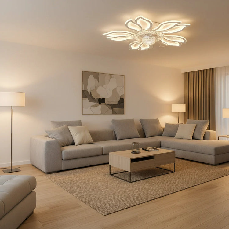 Lustra LED Ventilator ANEMO cu Telecomanda, 30W, D61cm, Lumina Rece/Neutra/Calda, Metal si Plastic, Alb