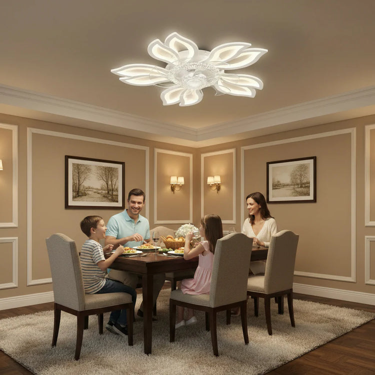 Lustra LED Ventilator ANEMO cu Telecomanda, 30W, D61cm, Lumina Rece/Neutra/Calda, Metal si Plastic, Alb