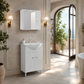 ECO 839+199LED - BAZA MOBILIER 2USI ALB + LAVOAR CERAMIC 55CM + OGLINDA CU DULAP
