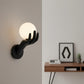 Aplica LED Decorativa MANO, 15x30cm, 1xE27, Sticla si Resina, Negru