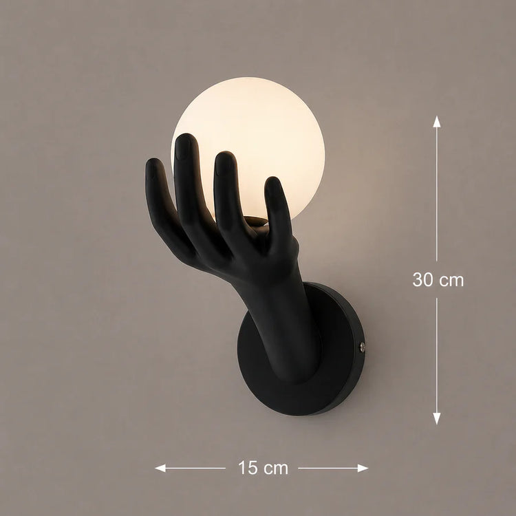 Aplica LED Decorativa MANO, 15x30cm, 1xE27, Sticla si Resina, Negru