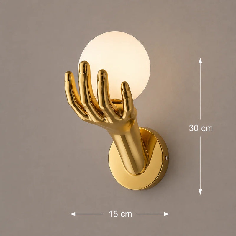Aplica LED Decorativa MANO, 15x30cm, 1xE27, Sticla si Resina, Auriu-4