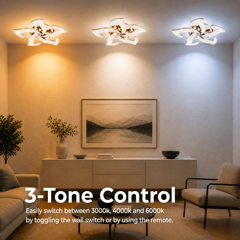 Lustra LED HALESA Magno cu telecomanda si cristal, 66W, 5 Surse, Lumina Rece/Calda/Neutra, Dimabila, Auriu-4