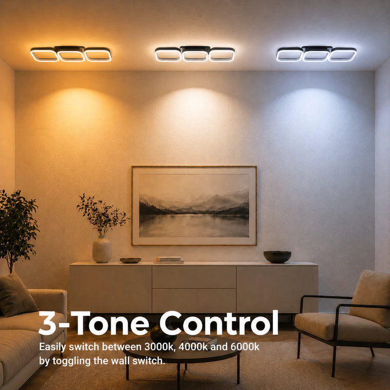 Lustra LED VERTEX 34W, 3 Patrate, Liniara, lumina Rece/Calda/Neutra, Neagra-11