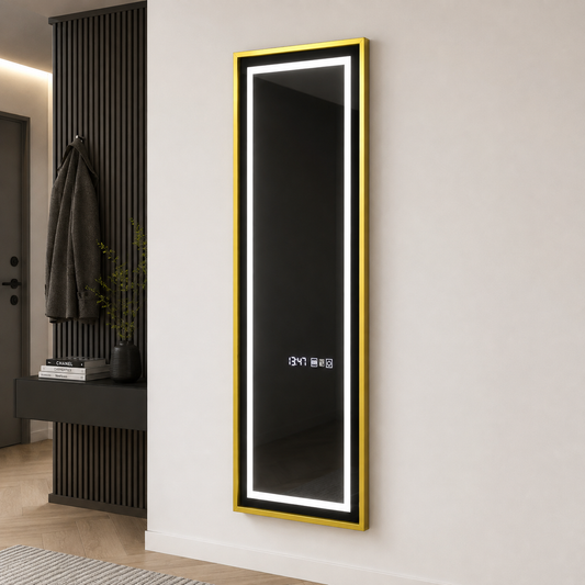Oglinda LED Rectangulara, 45x140cm, Elena Senzor Radar Marcello, Sistem Dezaburire, Ceas & Termometru, Dimabila, Dressing Couture