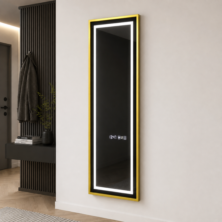 Oglinda LED Rectangulara, 45x140cm, Elena Senzor Radar Marcello, Sistem Dezaburire, Ceas & Termometru, Dimabila, Dressing Couture