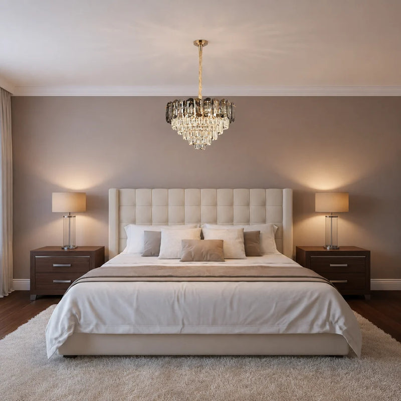 Candelabru Cristal AURUM Nobile 3xE14, Diametru 30cm, Inaltime 30cm, Auriu Lucios, Inaltime Reglabila, Design Elegant-1