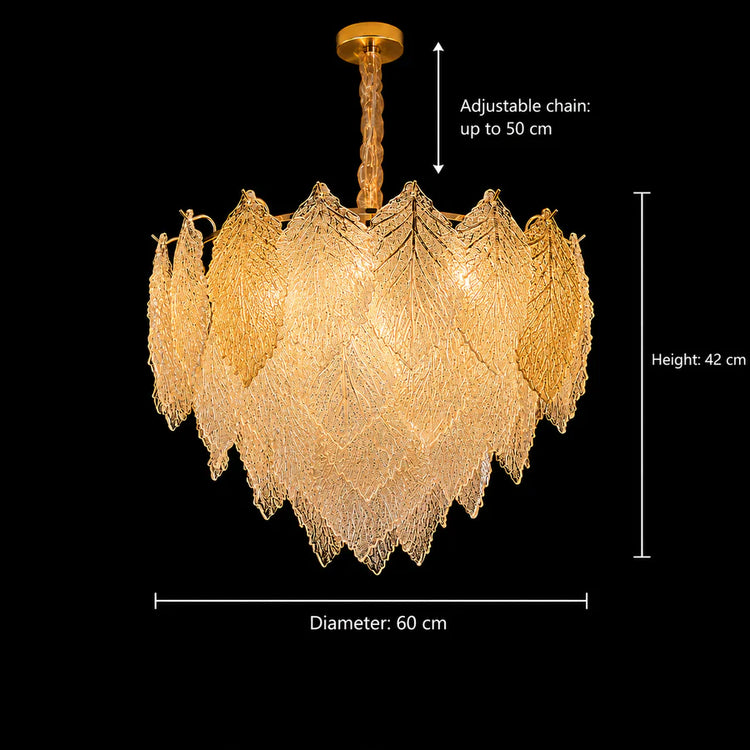 Candelabru Cristal LACE Magno 11xE14, Diametru 60cm, Inaltime 42cm, Auriu Lucios, Inaltime Reglabila, Design Elegant