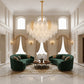 Candelabru Cristal LACE Regalis 21xE14, Diametru 80cm, Inaltime 49cm, Auriu Lucios, Inaltime Reglabila, Design Elegant