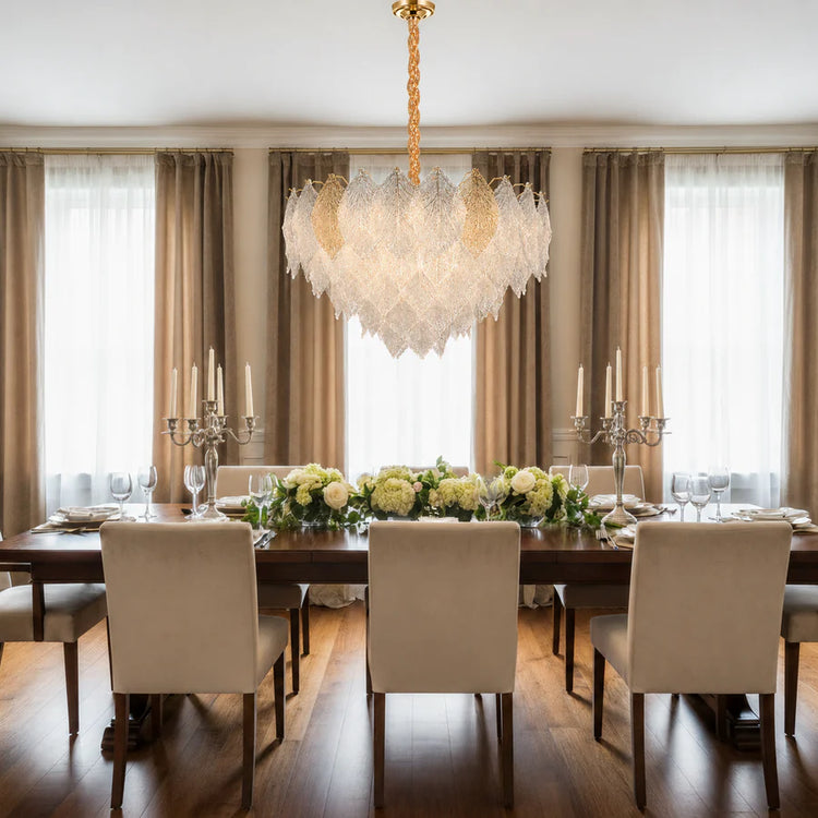 Candelabru Cristal LACE Regalis 21xE14, Diametru 80cm, Inaltime 49cm, Auriu Lucios, Inaltime Reglabila, Design Elegant