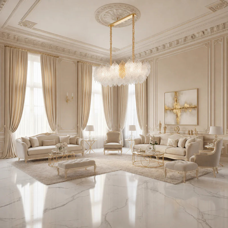 Candelabru Cristal LACE Royale 11xE14, Dimensiune 83x33 cm, Inaltime 31 cm, Auriu Lucios, Inaltime Reglabila, Design Elegant-2