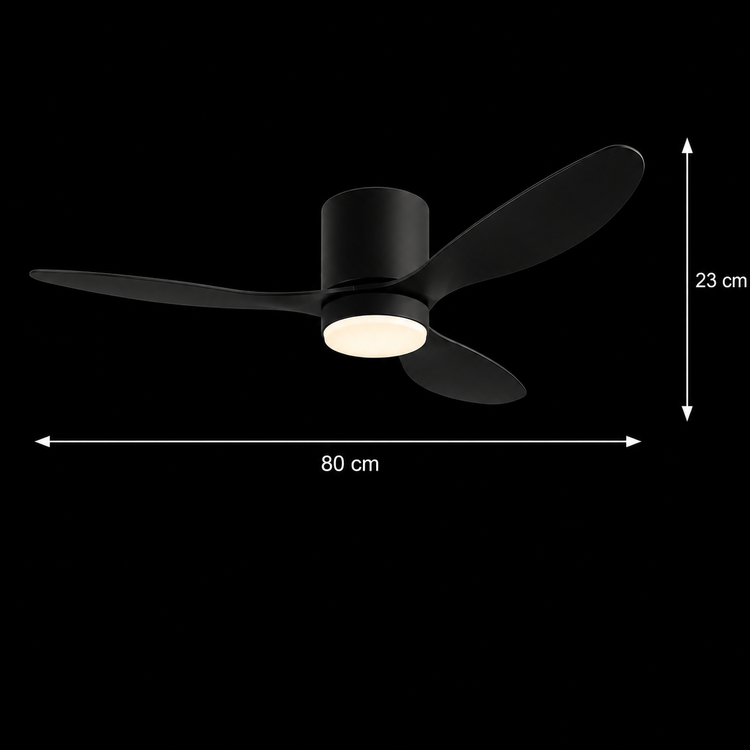 Lustra LED Ventilator VENTIS cu Telecomanda, 21 W, D80cm, Lumina Rece/Neutra/Calda, Metal si Plastic, Negru