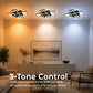 Lustra LED cu telecomanda ELLA 120W, 6 Patrate, lumina Rece/Calda/Neutra, Dimabila, Negru, Metal si Acril