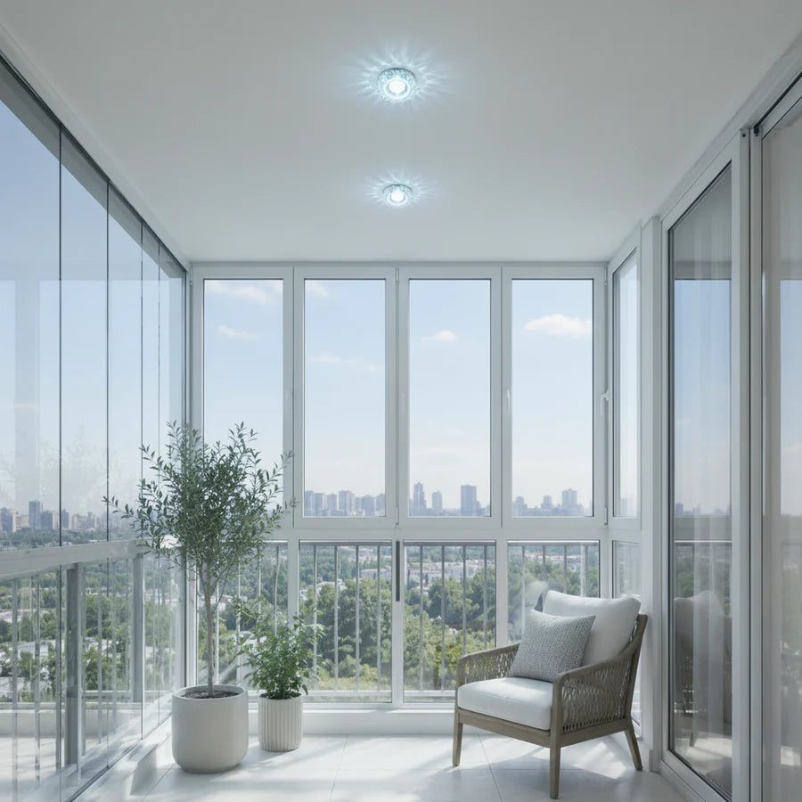 Spot LED ORBITA, 5W, Rotund, Lumina Rece + RGB, Alb, Rasina si Sticla