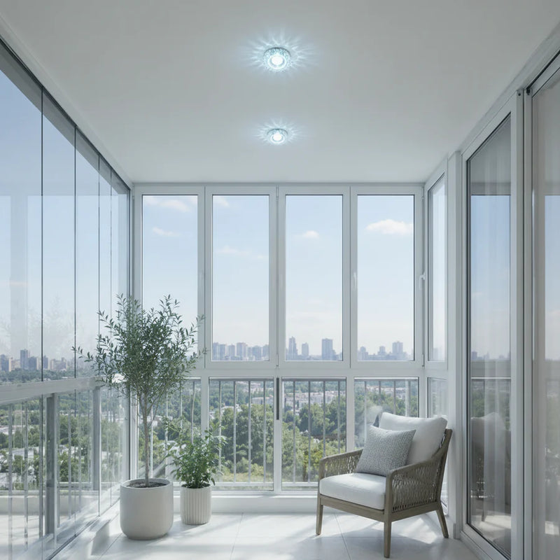 Spot LED ORBITA, 5W, Rotund, Lumina Rece + RGB, Alb, Rasina si Sticla-1