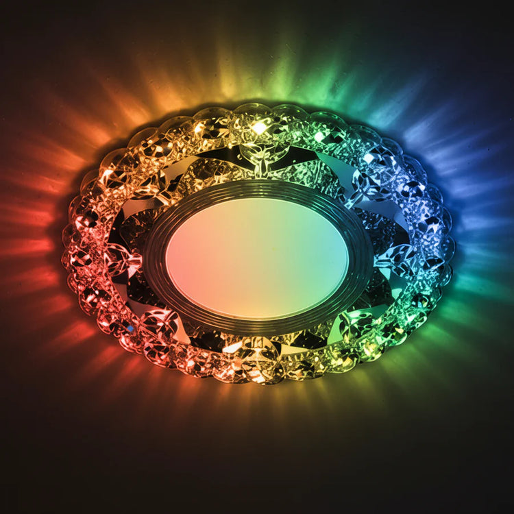Spot LED ORBITA, 5W, Rotund, Lumina Rece + RGB, Alb, Rasina si Sticla