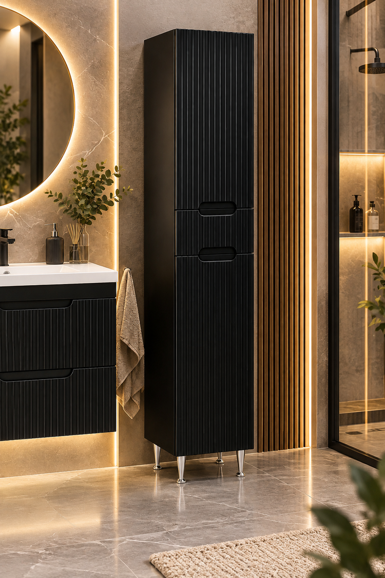 SERIA 033 30 CM - Dulap Baie Inalt MDF Negru