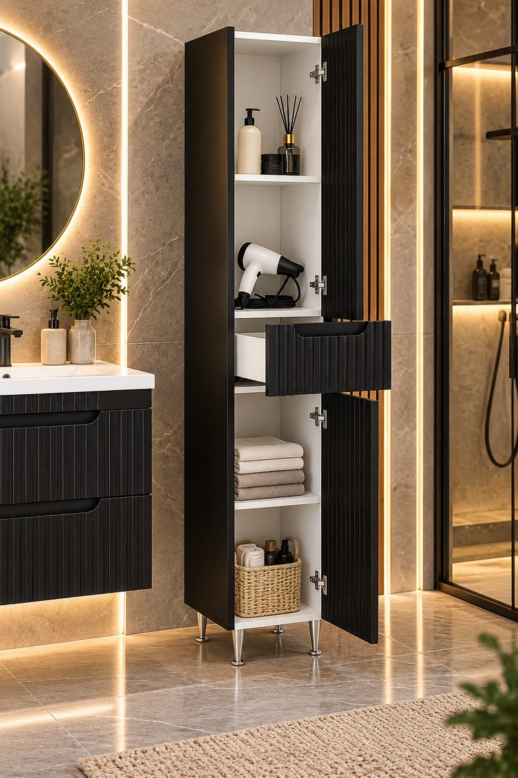SERIA 033 30 CM - Dulap Baie Inalt MDF Negru