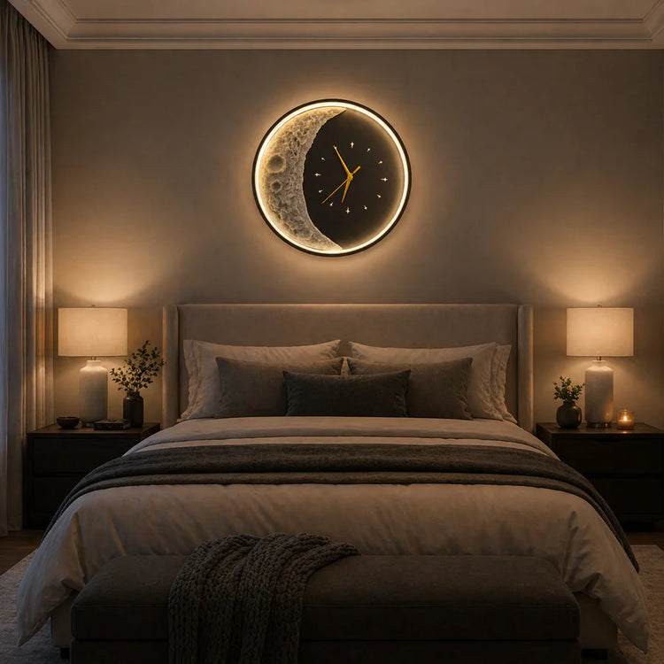 Aplica LED Decorativa Luna Diametru 40CM Lumina Rece/Neutra/Calda Black