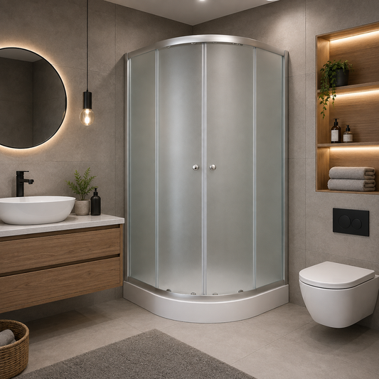 Cabină de duş semirotunda - Geam securizat mat 90x90cm